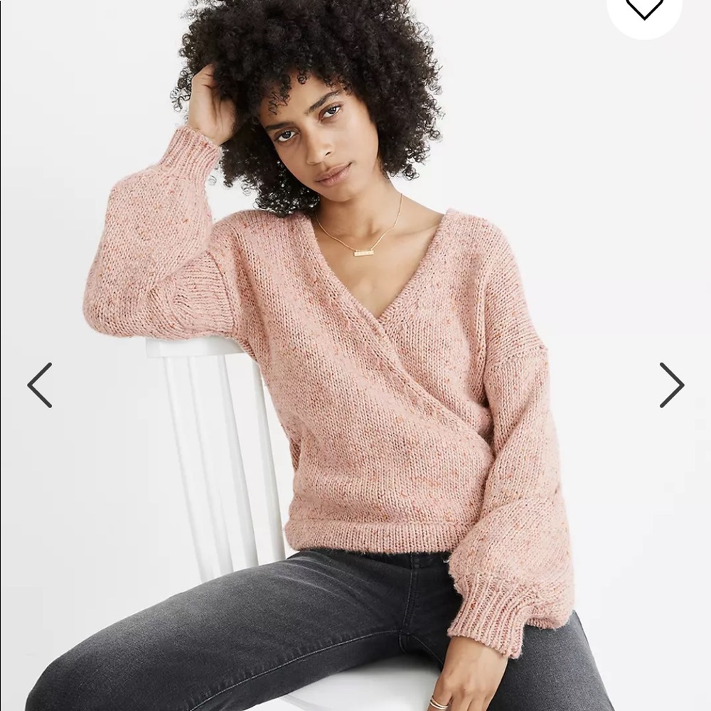 Madewell Blush Pink V-Neck Wrap Sweater